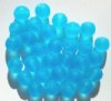 25 10mm Transparent Matte Aqua Round Glass Beads